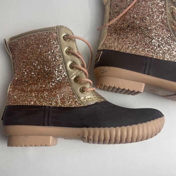 Avanti kids rose pink/brown Glitter Duck Boots size 2 - Picture 3 of 13